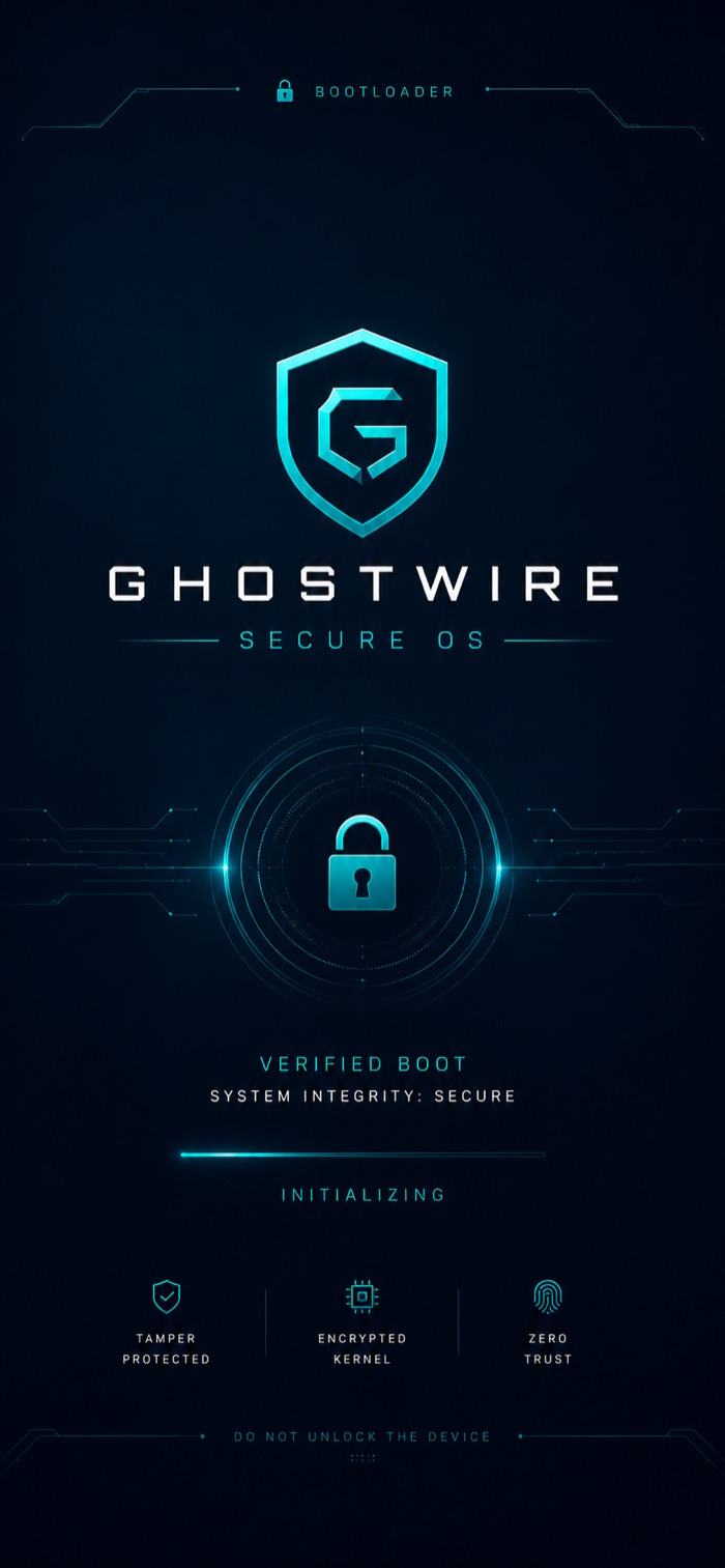 GhostWire Secure OS verified-boot screen on the hardened Pixel unit